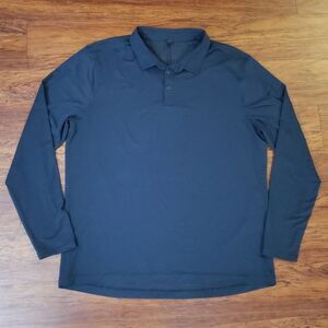 Lululemon Mens Blue Casual Athleisure Pullover Long Sleeve Polo Shirt Size XXL